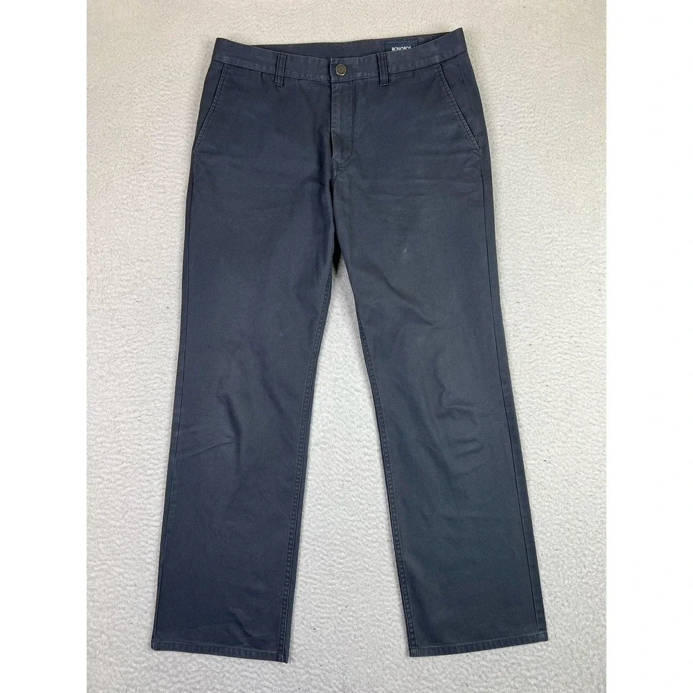 Bonobos Pants Mens 34x30 Gray Straight Fit Chino Flat Front Zip Fly Cotton Twill